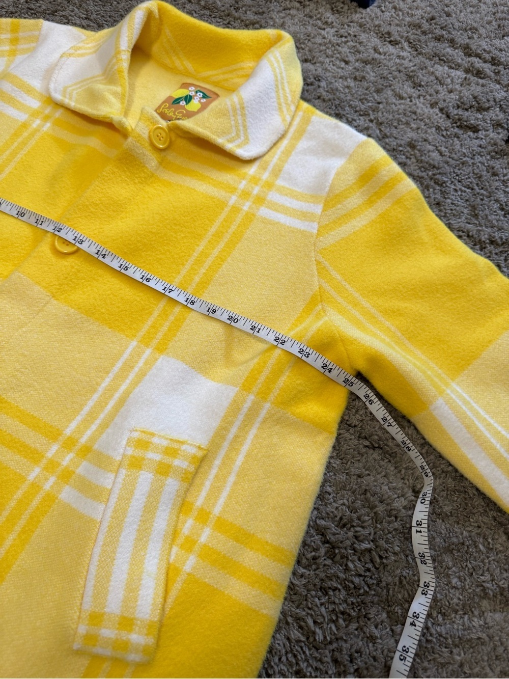 Lesley Evers Natalie Knit Plaid Coat Yellow White XX NWT - Picture 8 of 9